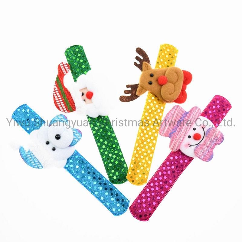 Christmas Dazzling Gift Xmas Slap Circle Bracelet Wrist Band Childern Baby Gift Cute Kidschristmas Slap Band