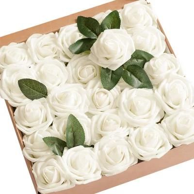 Artificial Flowers Roses 25PCS Realistic W/Stem for DIY Wedding Bouquets Centerpieces Arrangements Party Decor