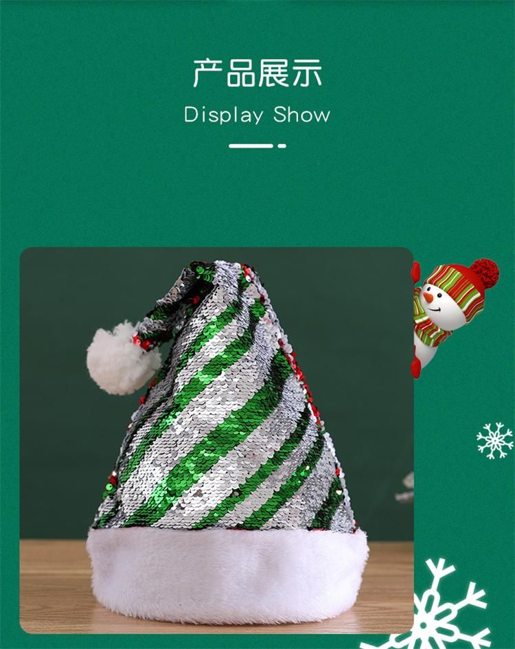 Wholesale Santa Hat Handmade Wool Ball Christmas Decoration Bulk Christmas Hats Pet Sequins Party Costume Hats for Adults