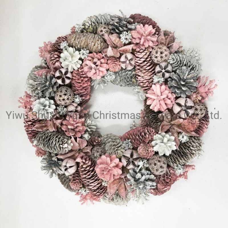 Christmas New Design Rose Wreath for Holiday Wedding Party Decoration Supplies Hook Ornament Craft Gifts