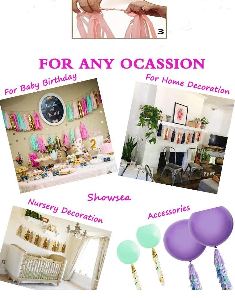Horse Tail Hair Tassel Graduation Wedding Party Decorations Pink White Gold Paper Tassel Hot Selling Garland Tissue Paper Tassel Showsea