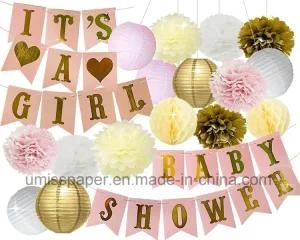 Umiss Paper Bunting Banner Paper Flower for Birthday Baby Shower Decoration