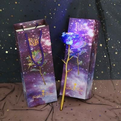 24K Gold Foil Rose LED Eternal Galaxy Flower with Fairy Light String in Glass Dome for Wedding Christmas Valentine&prime;s Day Gift
