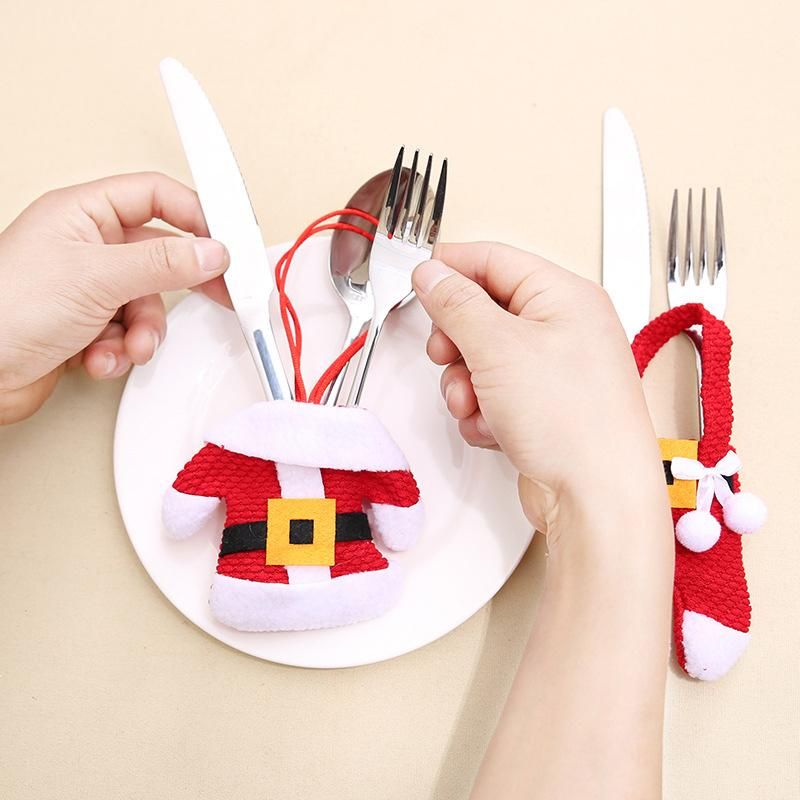 Santa Claus Knife Fork Holder Bags Merry Christams Decor Gift