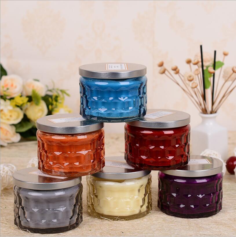 Glass Candle Jar Printed Empty Glass Candle Jar Metal Lid Glass Candle Jar for Candle Making