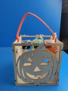 Unpainted Wooden Box for Halloween Gifts with Die Cut Shapes of Pumpkin