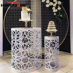 Event Decoration Customized Hollow Flower Shelf White Iron Wedding Cake Stand