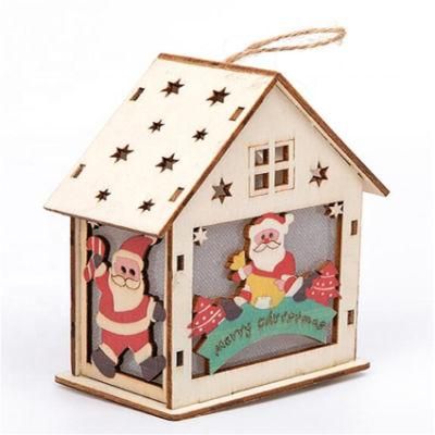 Wooden Small House Hanging Christmas Ornament Decoration