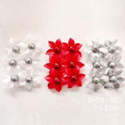 Christmas Sequin Cloth Flower Head Xmas Flower