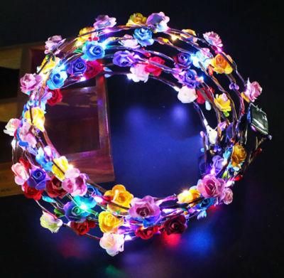 Women Girls LED Flower Head Band Crown for Wedding Festival and Partys