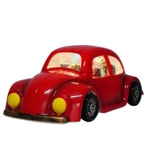 Seasonal New Red Plastic Vintage Car Xmas Santa Scene Musical LED Water Spinning Christmas Snow Globe