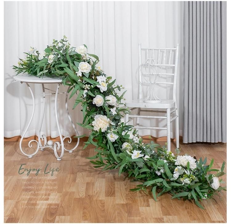 2 Meter 200cm Long Decorative Flower Row White Artificial Table Runner Flower