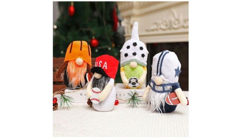 American Athlete Rudolph Sports Football Basketball Tennis Rugby Dwarf Doll Ornaments