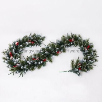 270cm PVC Artificial Christmas Wreath with Flower Leaf Pinecone Red Berry
