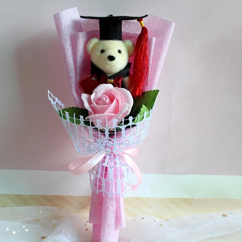 Congrats Grad Gift Graduation Bear Teddy Graduation Bouquet Rose Flower Bear Party Decorations Supplies Favor