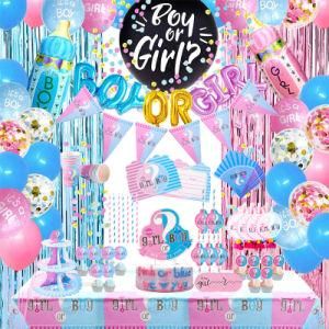 Gender Reveal Banner Cake Topper Party Supplies Newborn Shower Gifts