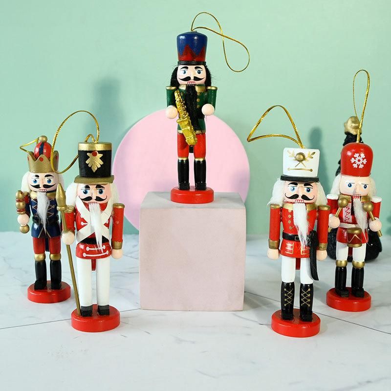 5PCS Nutcracker Ornaments Wooden Nutcracker Figures Christmas Decorations for Xmas Tree