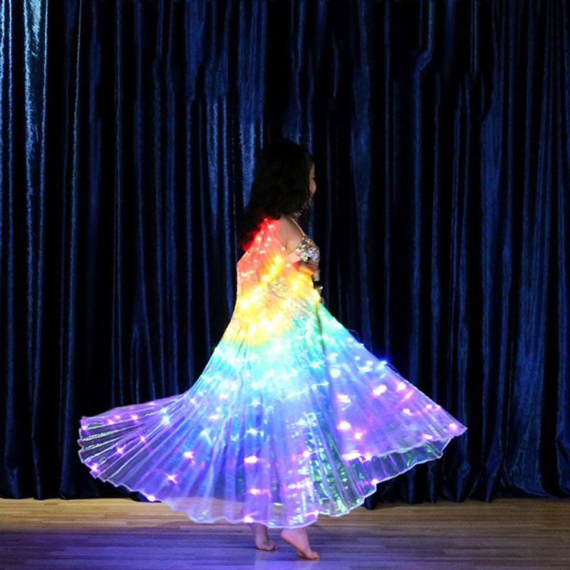 Children′s Color LED Light up Wing Belly Dance Prop Cloak
