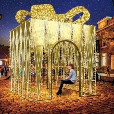 Shopping Centre Big Outdoor 3D LED Christmas Gift Box Motif Light