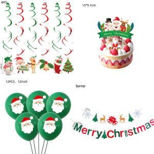 Christmas Party Decorations Balloons Banner Cake Topper Party Supplies