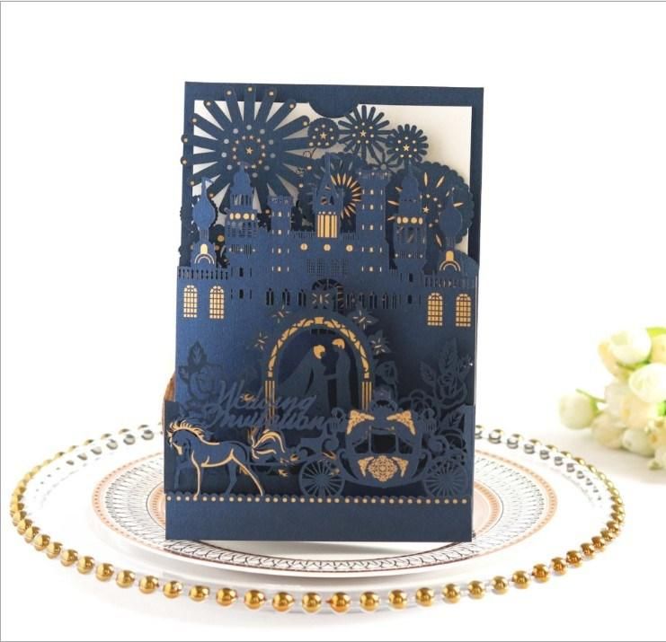 Hard Cover 3D Laser Cut Paper Greeting Cards Custom New Design Invitation Wedding Card