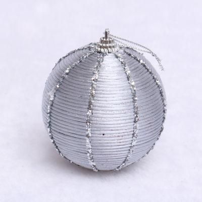 Wholesale 8cm Silver Color Rope Wrapped Foam Ball with Paillette Painted