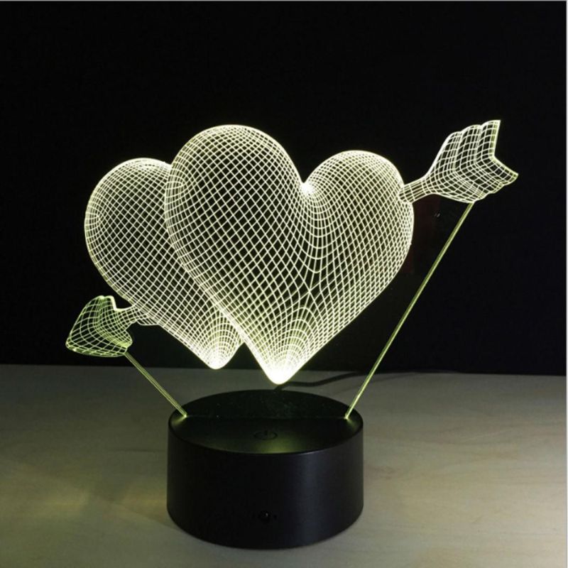 3D Visualization Love Lamp 3D Love Heart Lamp Decoration