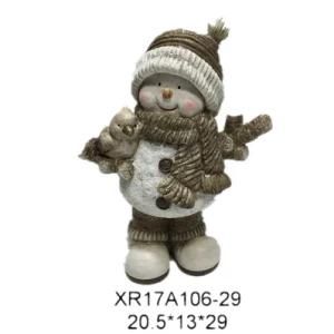 Festival Gift Christmas LED Light Snowman Statue Polyresin Craft