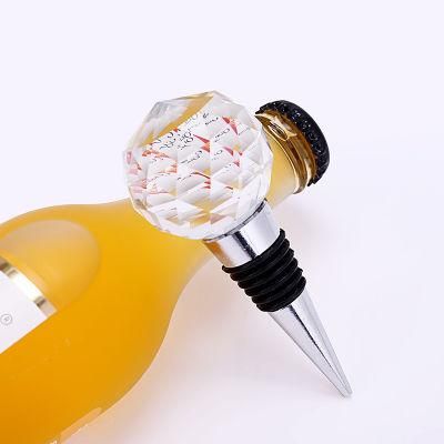 Promotion Gifts Cheap Round White Crystal Wine Stopper with Box