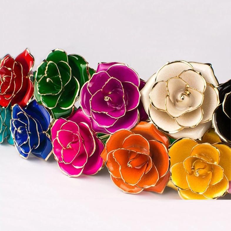 Wholesale Resin Jewelry Real Flowers Gift Handmade 24K Gold Plated Everlasting Rose Flower for Valentine′s Day