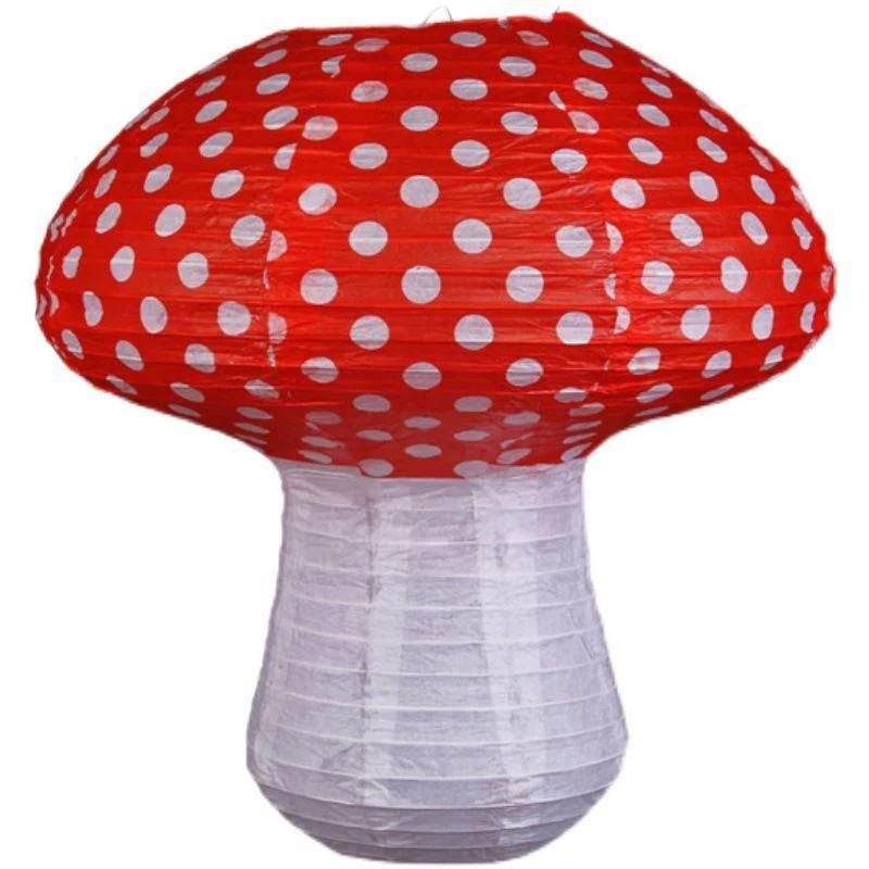 8 " 14" Big Red Lovely Mushroom Paper Lantern Birthday Party Decoration Children Cartoon Portable Lantern Jungle Set Photo Prop