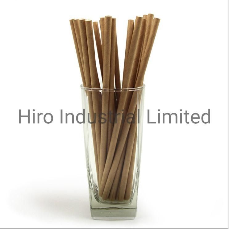 6*197mm Biodegradable Disposable Wrapped Paper Drinking Straws