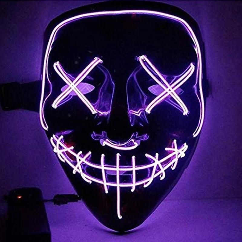 Scary Mask Cosplay LED Costume Mask EL Wire Light up for Halloween Festival Party