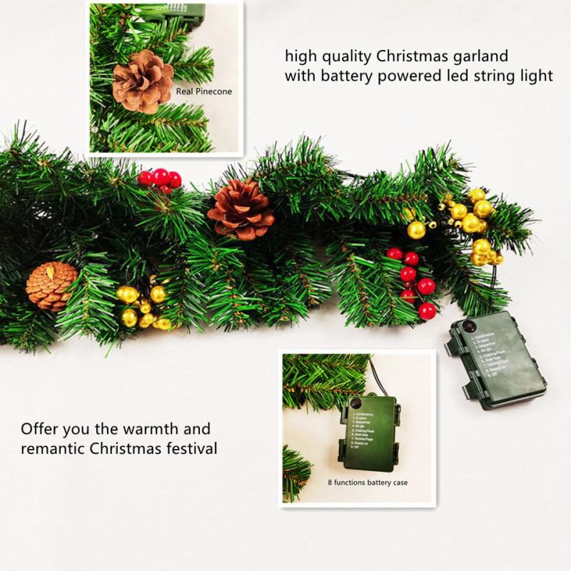 Outdoor Indoor Hanging Decoration PVC Christmas Garland with LED Lighting