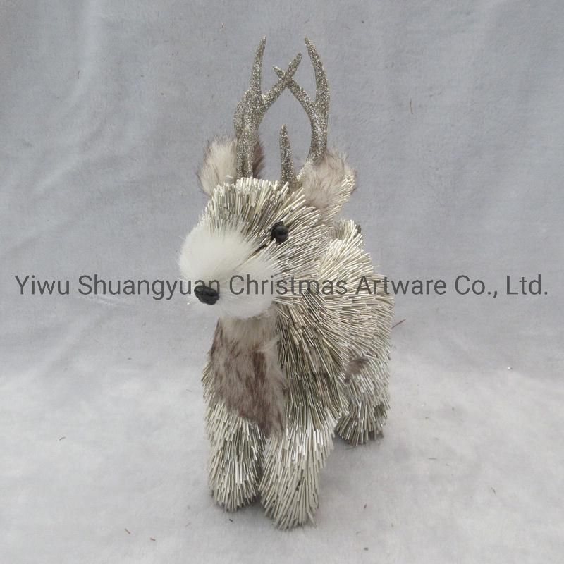 Champagne Cute Stand Christmas Deer Christmas Animal Animated Christmas Toys
