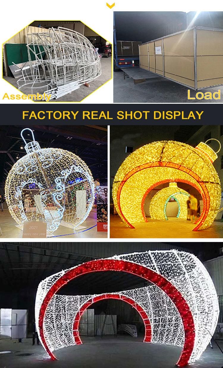 Shopping Mall Christmas Decoration Huge Walk Through Ball Shaped Illuminatied LED Arch Motif Light