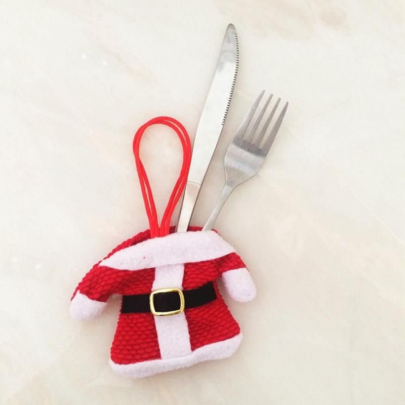 Santa Claus Knife Fork Holder Bags Merry Christams Decor Gift