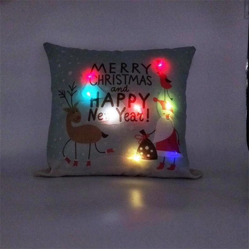 Settee Coloured LED Light Soft Burlap Pillow Case for Christmas Decoration