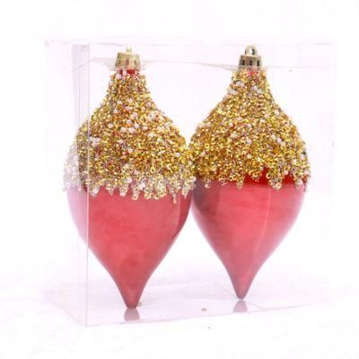 Red Special Plastic Christmas Ball with Paillette and Beads