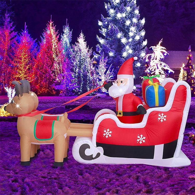 Giant Holiday Christmas Advertising Model Xmas Inflatable Santa Claus with Christmas Elk