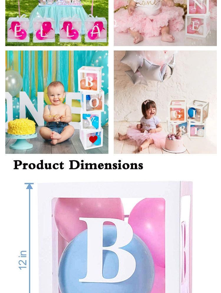 First 1st Birthday Baby Shower Supply Party Decor DIY a-Z Letter Name Transparent Pink Balloons Box