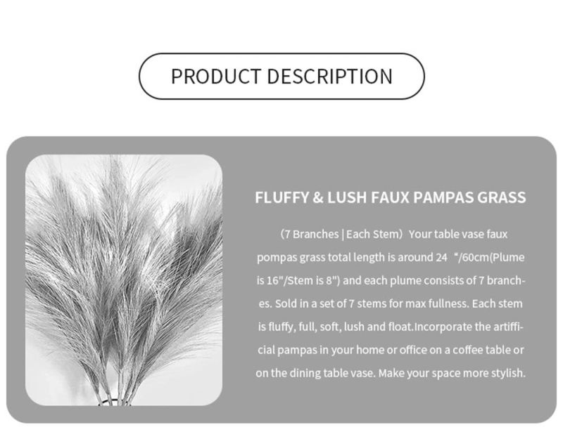 Customized Home Decoration Faux Pampas Artificial Pampas Grass Large