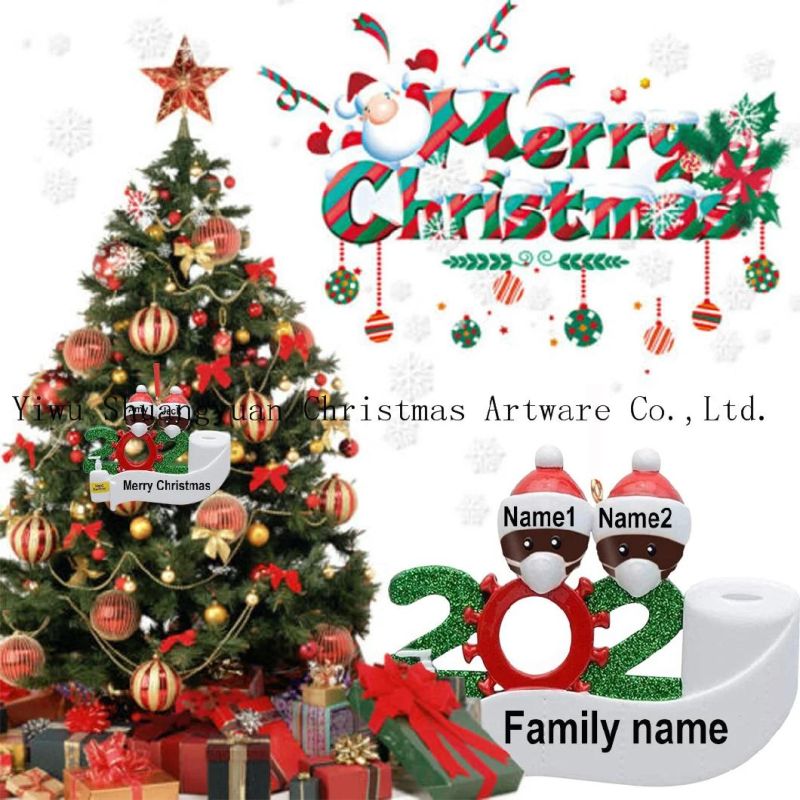 2020 Quarantine Christmas Decoration Personalized Quarantine Christmas Tree Hanging Survivor Family with Face Hand Sanitizer Christmas Ornament