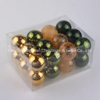 6cm Plastic Balls Christmas Tree Hanging Ornaments Shiny Matte Glitter Clean
