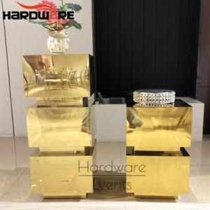 Party Rental Gold Stainless Steel Wedding Cake Table for Event