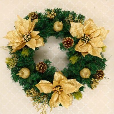 45cm Christmas Wreath Door Hanging Garland with Good Flower Wreath Natural Pine Cones Berries Decorative Christmas Garland