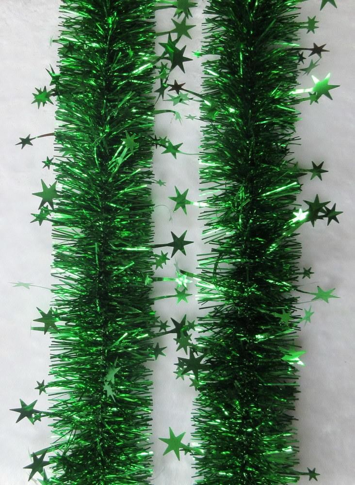 Cute Desgign Happy Christmas Tree Decorative 2.7m Slim Pet Tinsel with Star