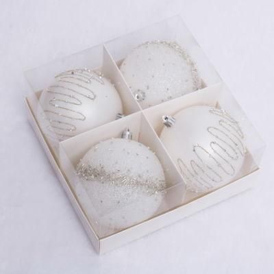 10cm White Matte Painted Plastic Balls with Beads and Diamonds