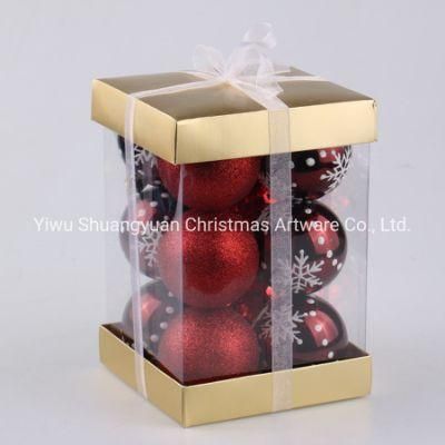 6cm Wine Red Hand Painted Plastic Christmas Balls