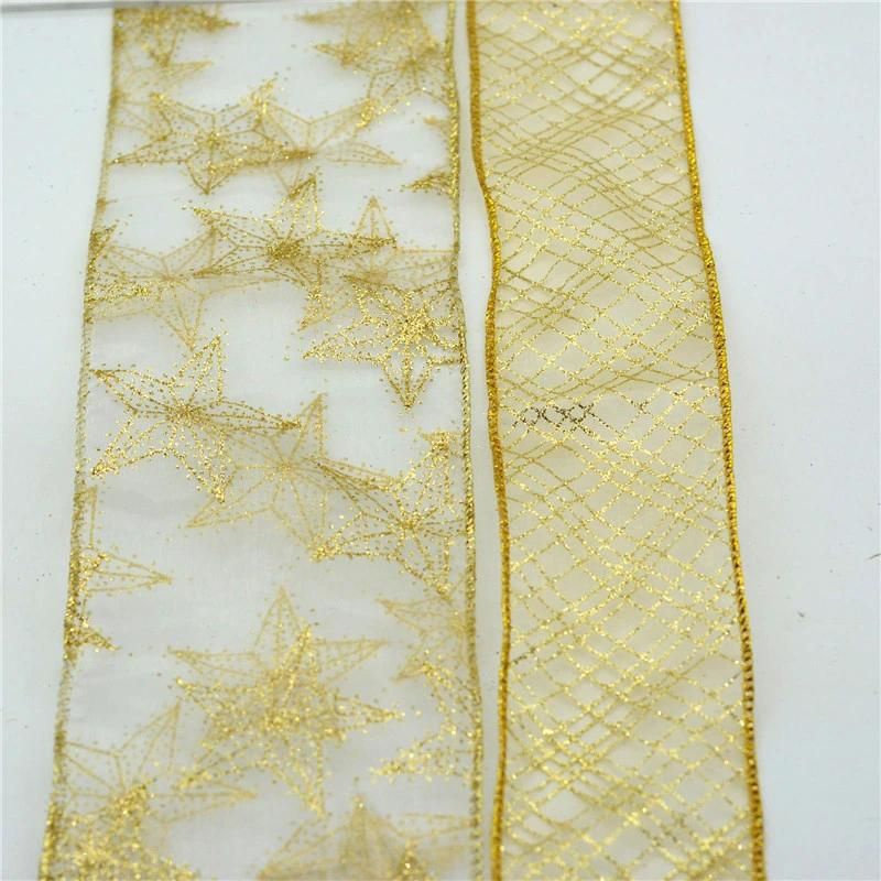 Nylon Organza Ribbon with Edge Wire for Gift Decoration